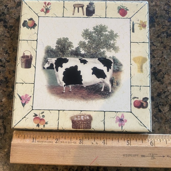 Trivet Vintage Farm Country Animal Fruit 6” - Picture 2 of 10